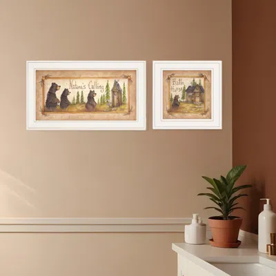 Homezia Set Of Two Natures Or Bath 1 White Framed Print Bathroom Wall Art In Multi