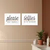 Homezia Set Of Two No Selfies When Seated 1 White Framed Print Bathroom Wall Art
