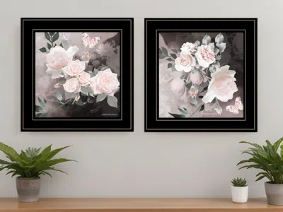 Homezia Set Of Two Noir Roses 3 Black Framed Print Wall Art