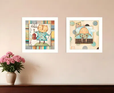 Homezia Set Of Two Nursery Pictures White Framed Print Wall Art In Multi