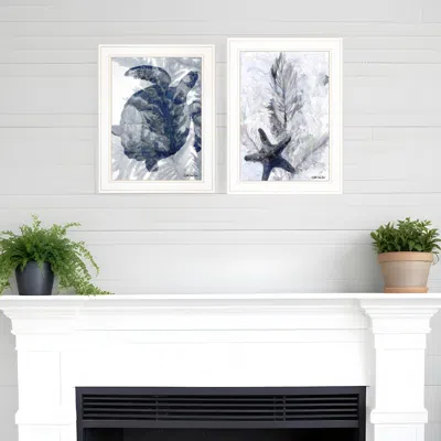 Homezia Set Of Two Ocean 1 White Framed Print Wall Art