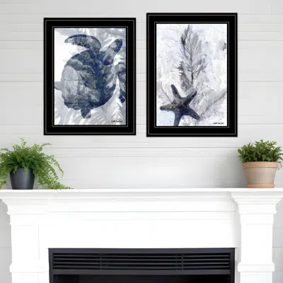 Homezia Set Of Two Ocean 2 Black Framed Print Wall Art