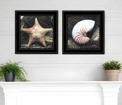 Homezia Set Of Two Ocean Net 2 Black Framed Print Wall Art