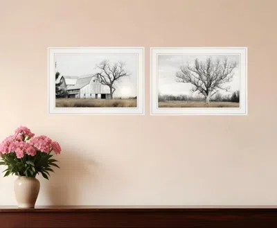 Homezia Set Of Two Ohio Fields I 1 White Framed Print Wall Art