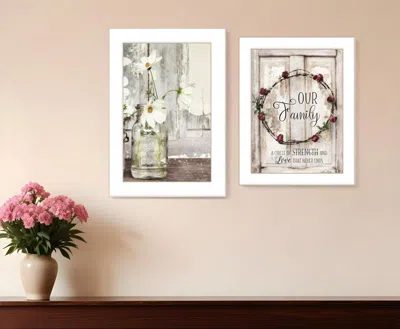 Homezia Set Of Two Our Family Blossoms 1 White Framed Print Wall Art In Multi