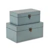 Homezia Set Of Two Pale Blue Wooden Storage Boxes