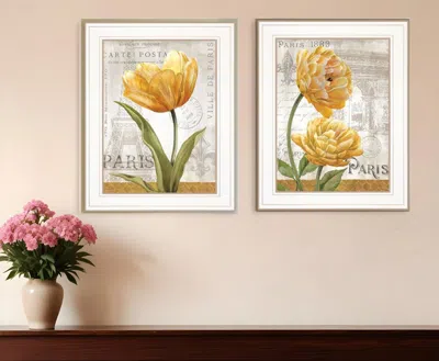 Homezia Set Of Two Paris 1 White Framed Print Wall Art