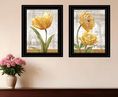 Homezia Set Of Two Paris 2 Black Framed Print Wall Art In Multi
