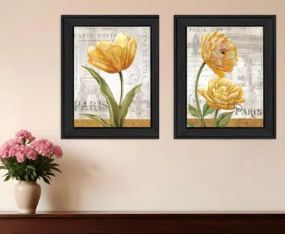 Homezia Set Of Two Paris Black Framed Print Wall Art In Multi
