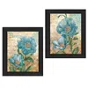 Homezia Set Of Two Paris Floral Postcard Black Framed Print Wall Art