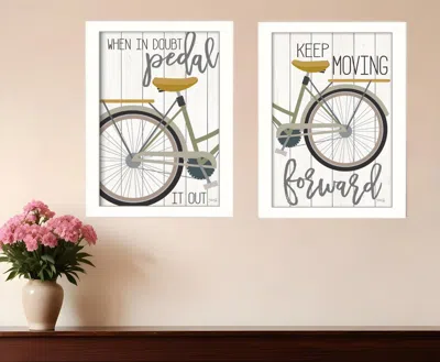 Homezia Set Of Two Pedal It Out 3 White Framed Print Wall Art