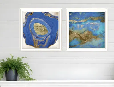 Homezia Set Of Two Perisse Cobalt 2 White Framed Print Wall Art