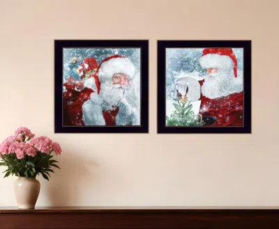 Homezia Set Of Two Santas Blessings 4 Black Framed Print Wall Art In Purple