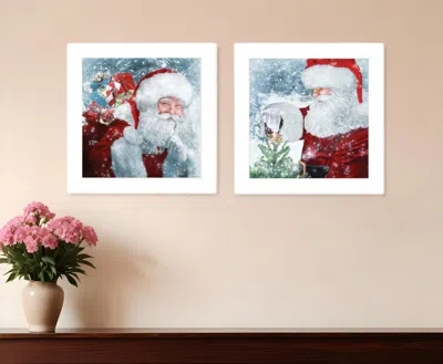 Homezia Set Of Two Santas Blessings 5 White Framed Print Wall Art In Multi
