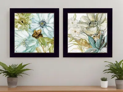 Homezia Set Of Two Sea Glass 3 Black Framed Print Wall Art In Multi