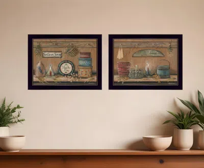 Homezia Set Of Two Shelf Treasures 3 Black Framed Print Wall Art In Neutral