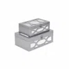 Homezia Set Of Two Silver Oval Scroll Mirror Jewelry Storage Boxes