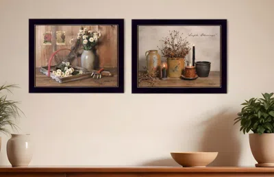 Homezia Set Of Two Simple Blessings Black Framed Print Wall Art In Brown