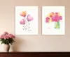 Homezia Set Of Two Simple Bouquets White Framed Print Wall Art