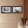 Homezia Set Of Two Soap Or Floral 2 Black Framed Print Bathroom Wall Art