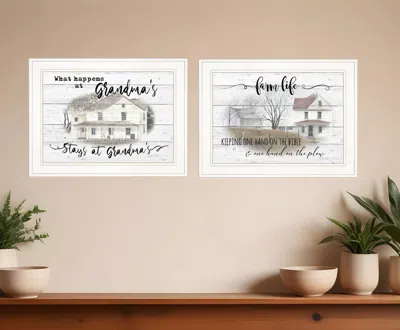 Homezia Set Of Two Stays At Grandmas 1 White Framed Print Wall Art