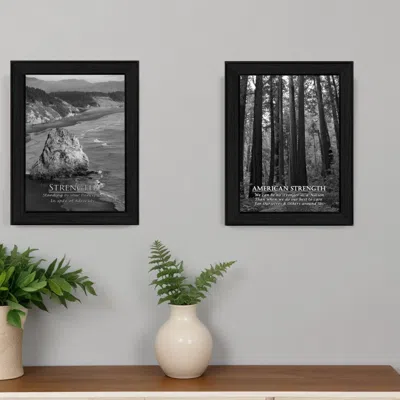 Homezia Set Of Two Strength 2 Black Framed Print Wall Art
