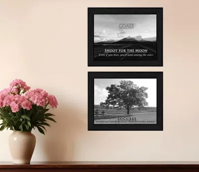Homezia Set Of Two Success 2 Black Framed Print Wall Art
