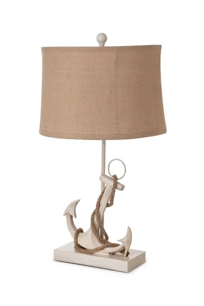 Homezia Set Of Two Tan And White Anchor Table Lamps In Brown