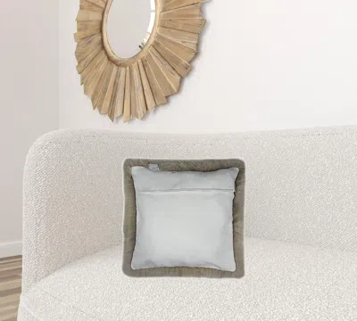 Homezia Set Of Two Taupe Natural Sheepskin Square Pillows