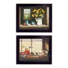 Homezia Set Of Two Tea Apples And Strawberries Black Framed Print Kitchen Wall Art