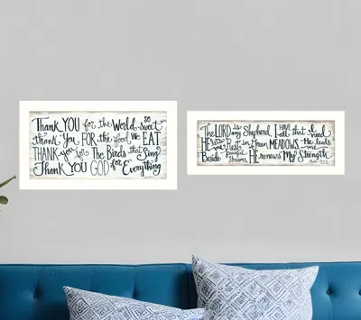 Homezia Set Of Two Thank You Lord 1 White Framed Print Wall Art
