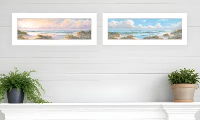 Homezia Set Of Two The Seascape 1 White Framed Print Wall Art