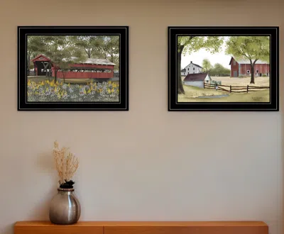 Homezia Set Of Two The Spring House 2 Black Framed Print Wall Art