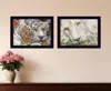 Homezia Set Of Two Tiger Lily Dandy Lion 3 Black Framed Print Wall Art