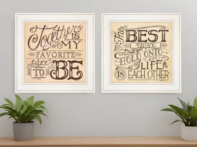 Homezia Set Of Two Together Or Each Other 1 White Framed Print Wall Art In Multi