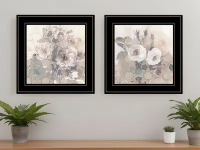 Homezia Set Of Two Transitional Blooms 2 Black Framed Print Wall Art