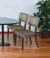 Homezia Set Of Two Tufted Gray And Brown Upholstered Fabric Open Back Dining Side Chairs