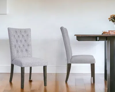 Homezia Set Of Two Tufted Gray Upholstered Fabric Dining Side Chairs