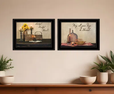 Homezia Set Of Two Twice Blessed 2 Black Framed Print Wall Art In Multi