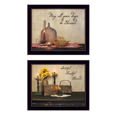 Homezia Set Of Two Twice Blessed Black Framed Print Wall Art In Multi
