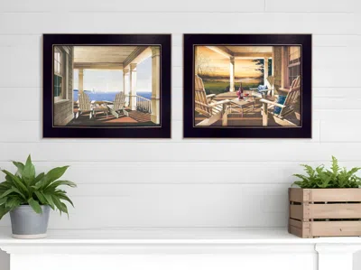 Homezia Set Of Two Veranda Views Black Framed Print Wall Art