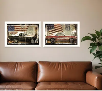 Homezia Set Of Two Vintage Classics 2 White Framed Print Wall Art
