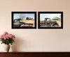 Homezia Set Of Two Vintage Farm Trucks 2 Black Framed Print Wall Art