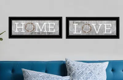 Homezia Set Of Two Where Our Story Begins 2 Black Framed Print Wall Art