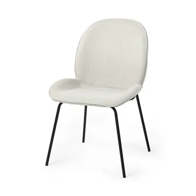 Homezia Set Of Two White And Black Upholstered Fabric Side Chairs