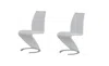 Homezia Set Of Two White And Silver Upholstered Faux Leather Dining Parsons Chairs