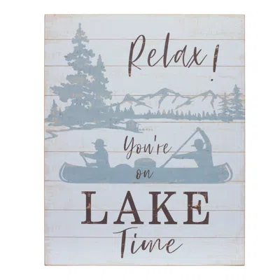 Homezia Set Of Two White Solid Wood Lake Wall Decor
