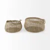 Homezia Set Of Two Wicker Storage Baskets With Long Handles