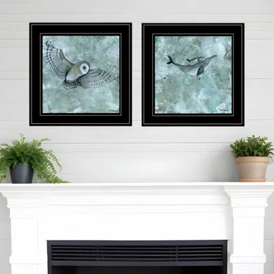 Homezia Set Of Two Wildlife 2 Black Framed Print Wall Art