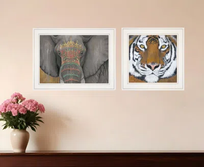 Homezia Set Of Two Wildlife Ii 1 White Framed Print Wall Art In Animal Print